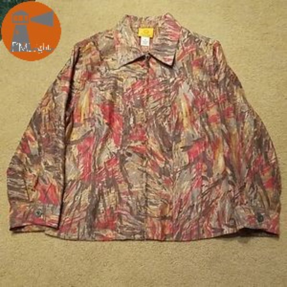 Ruby Rd Jacket With Zipper Size 8 Brown Mingled - image 1